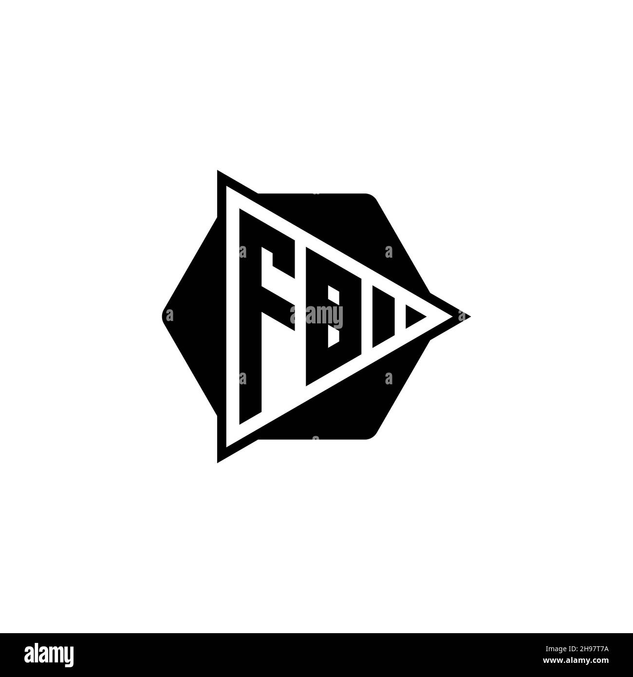FB Monogram logo letter with triangle play button shape hexagonal rounded. Triangle circle monogram logo, triangle shield logo letter. Stock Vector