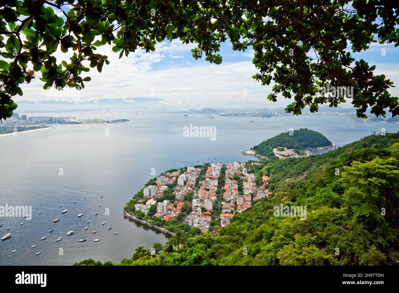 An aerial view of a small town on the seashore Stock Photo - Alamy