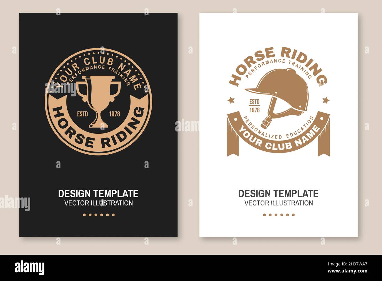 Set of Horse riding sport club flyer, brochure, banner, poster. Vector ...