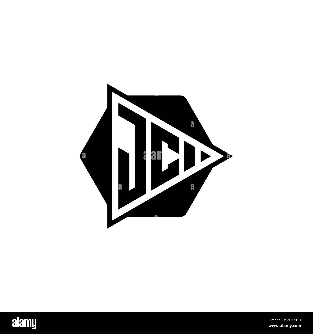JC Monogram logo letter with triangle play button shape hexagonal rounded. Triangle circle monogram logo, triangle shield logo letter. Stock Vector