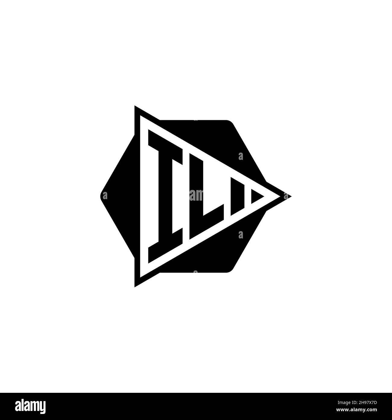 IL Monogram logo letter with triangle play button shape hexagonal rounded. Triangle circle monogram logo, triangle shield logo letter. Stock Vector