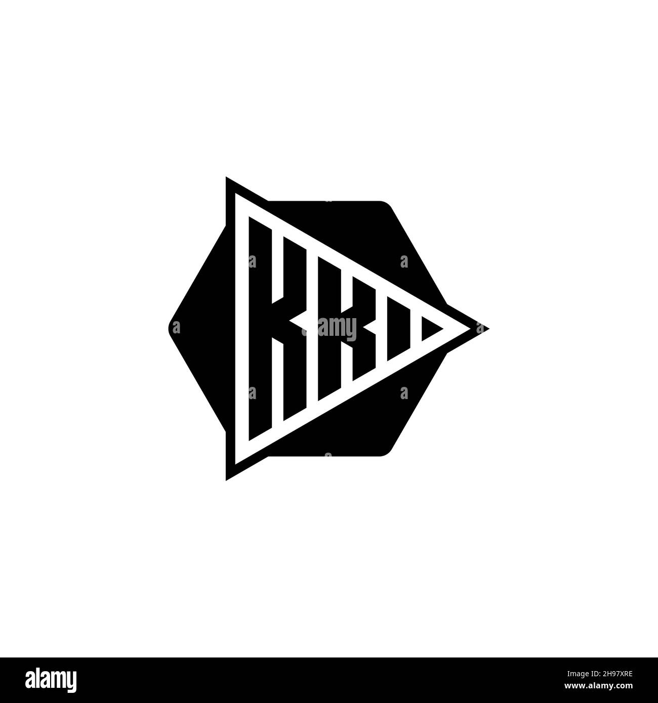 KK Monogram logo letter with triangle play button shape hexagonal rounded. Triangle circle monogram logo, triangle shield logo letter. Stock Vector