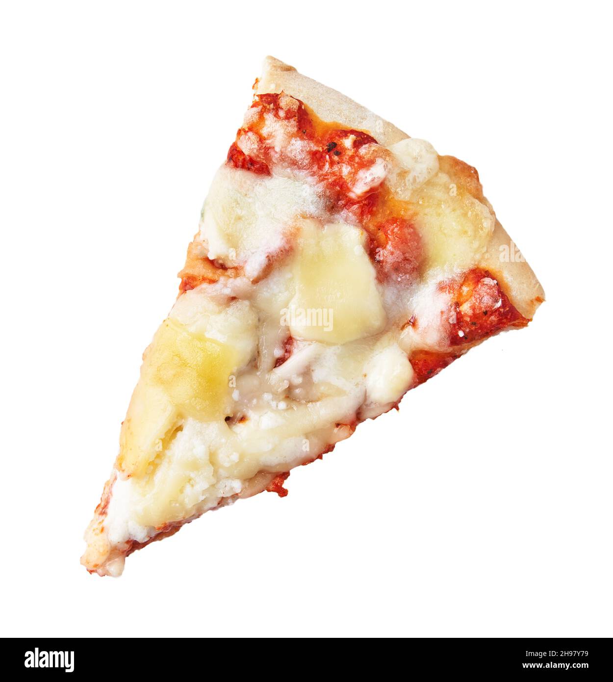 Slice of 4 cheeses italian pizza isolated on a white background Stock
