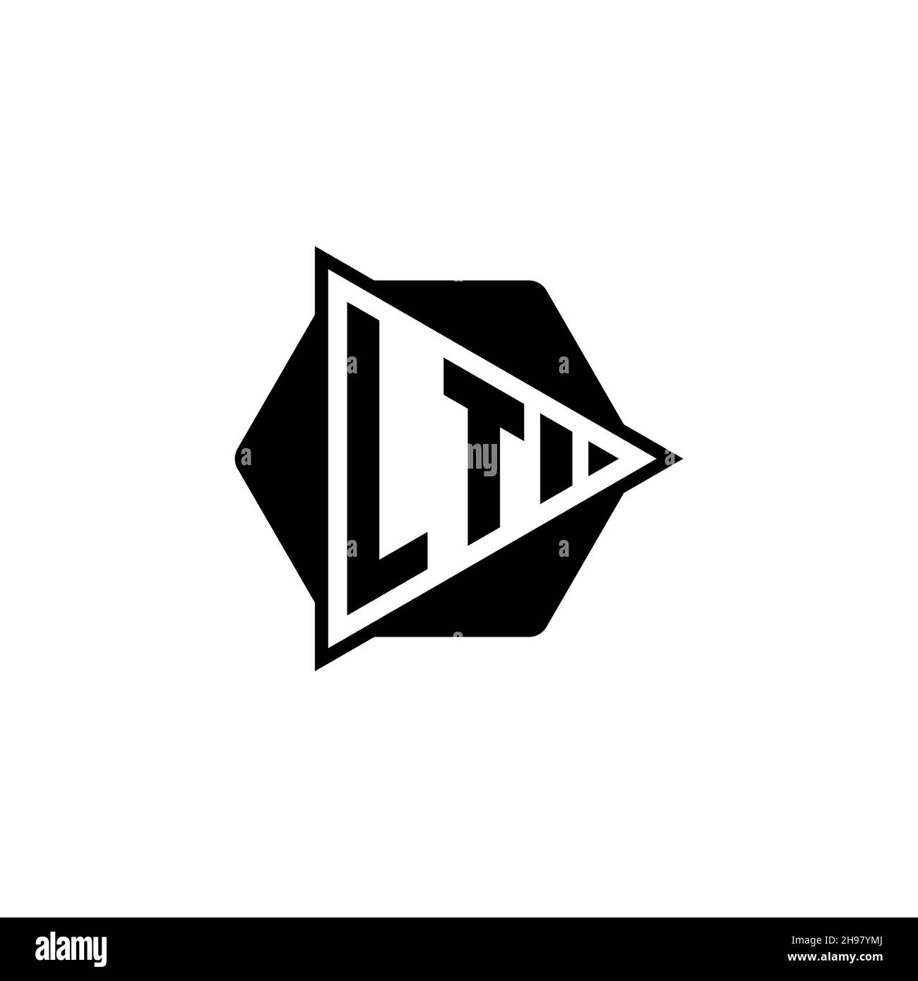 LT Monogram logo letter with triangle play button shape hexagonal rounded. Triangle circle monogram logo, triangle shield logo letter. Stock Vector