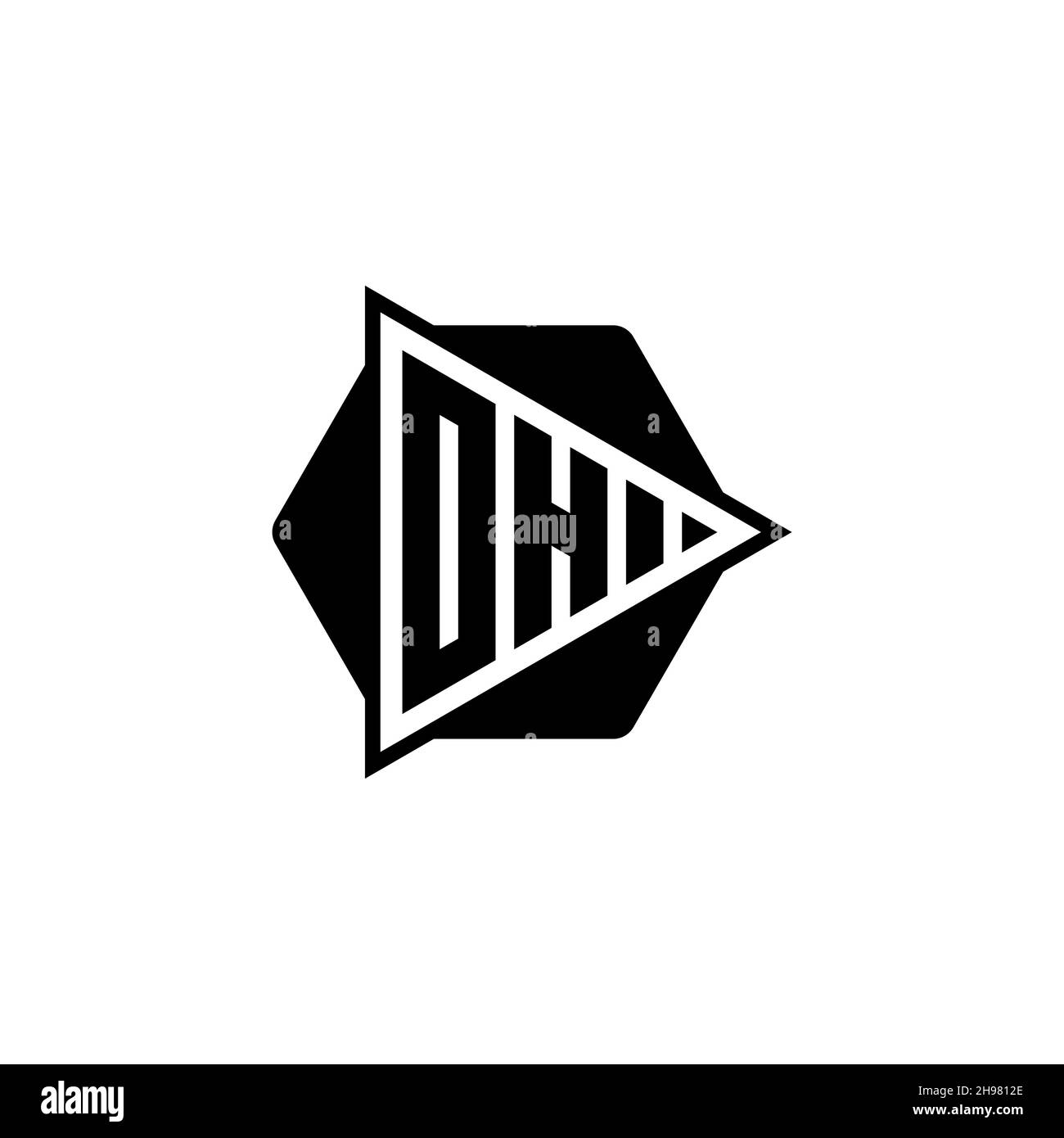 OH Monogram logo letter with triangle play button shape hexagonal rounded. Triangle circle monogram logo, triangle shield logo letter. Stock Vector