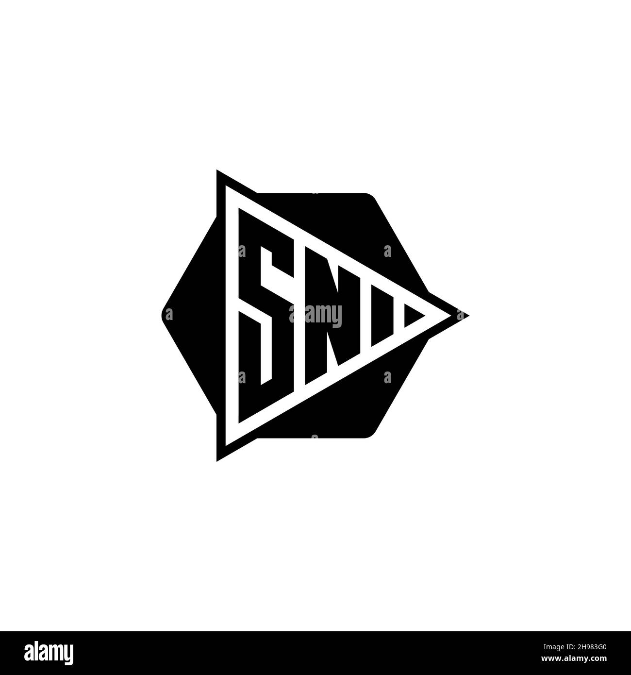 SN Monogram logo letter with triangle play button shape hexagonal rounded. Triangle circle monogram logo, triangle shield logo letter. Stock Vector
