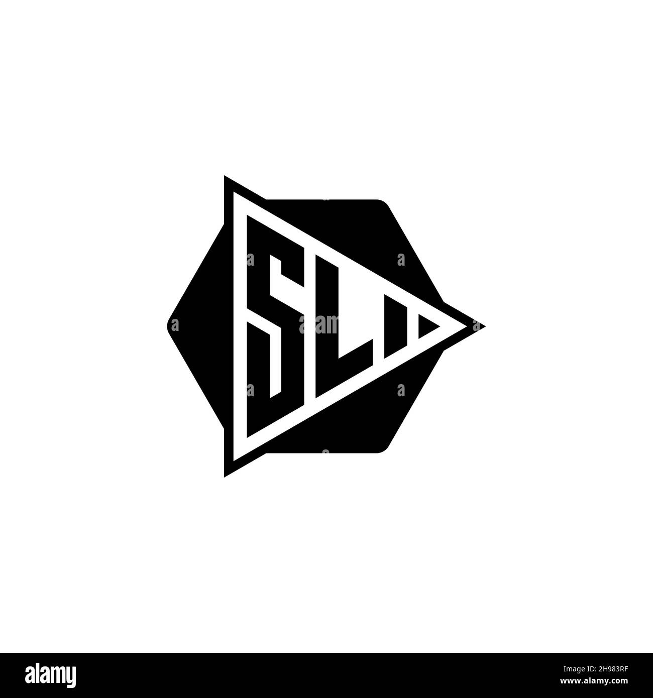 SL Monogram logo letter with triangle play button shape hexagonal rounded. Triangle circle monogram logo, triangle shield logo letter. Stock Vector
