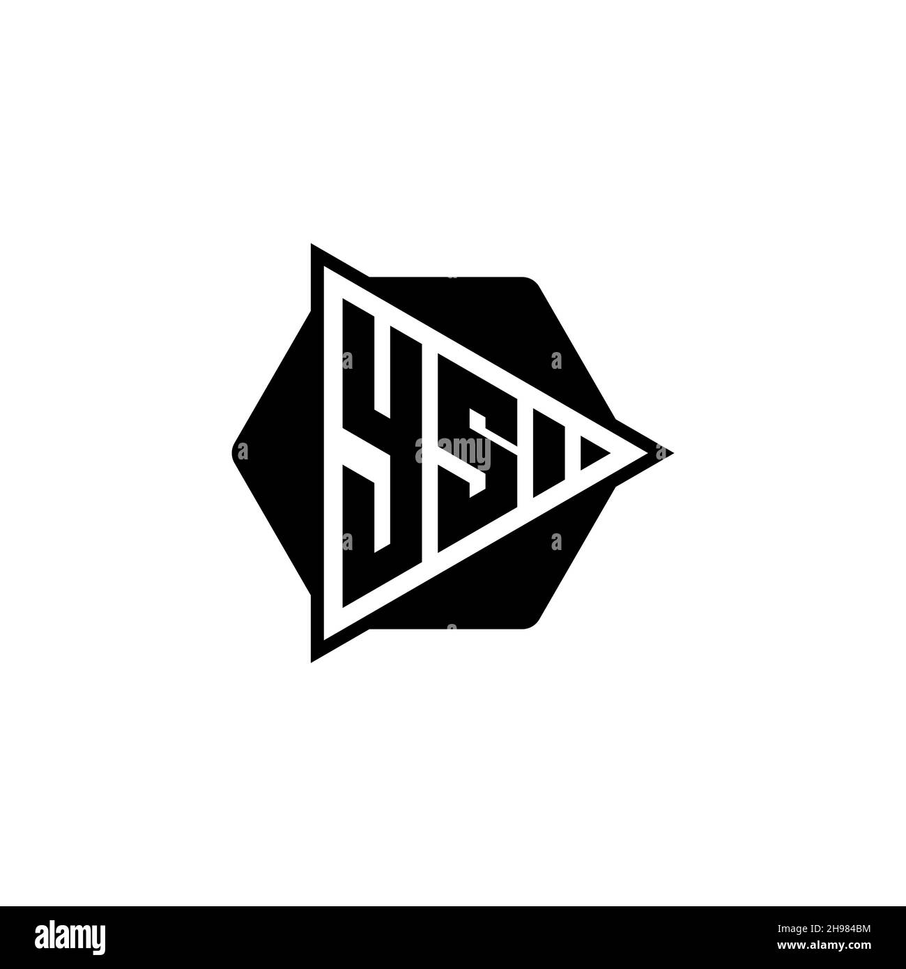 YS Monogram logo letter with triangle play button shape hexagonal rounded. Triangle circle monogram logo, triangle shield logo letter. Stock Vector