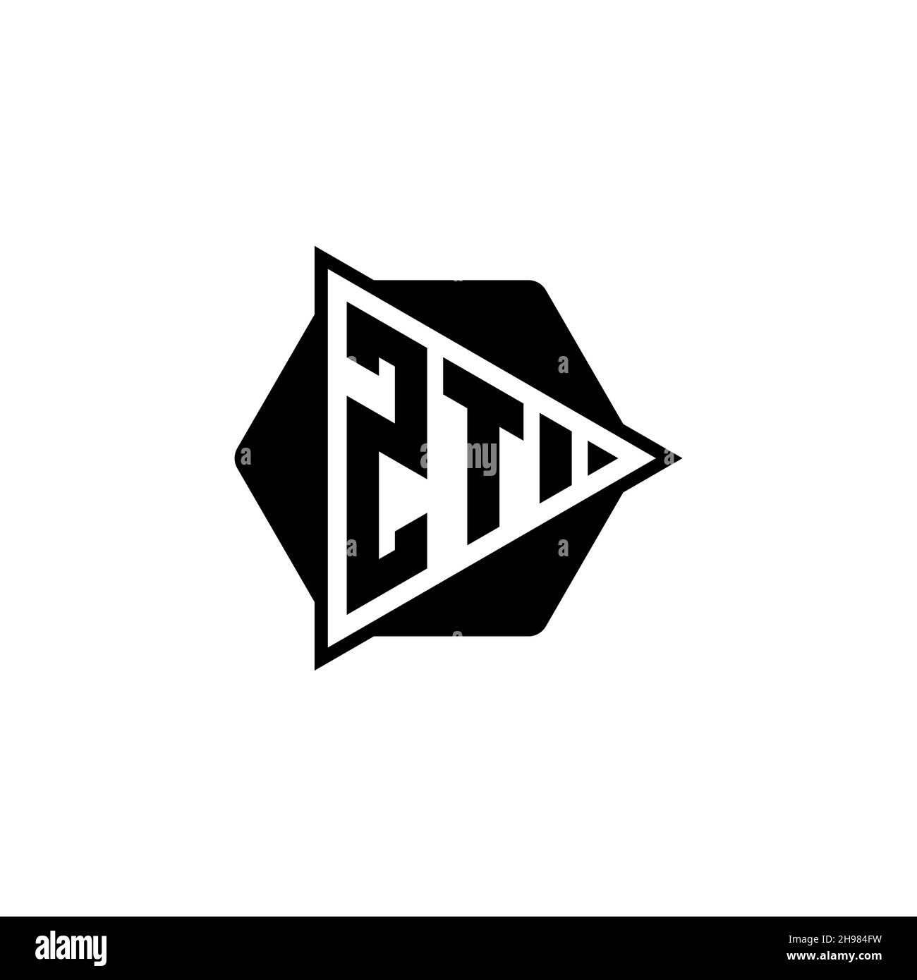 ZT Monogram logo letter with triangle play button shape hexagonal rounded. Triangle circle monogram logo, triangle shield logo letter. Stock Vector