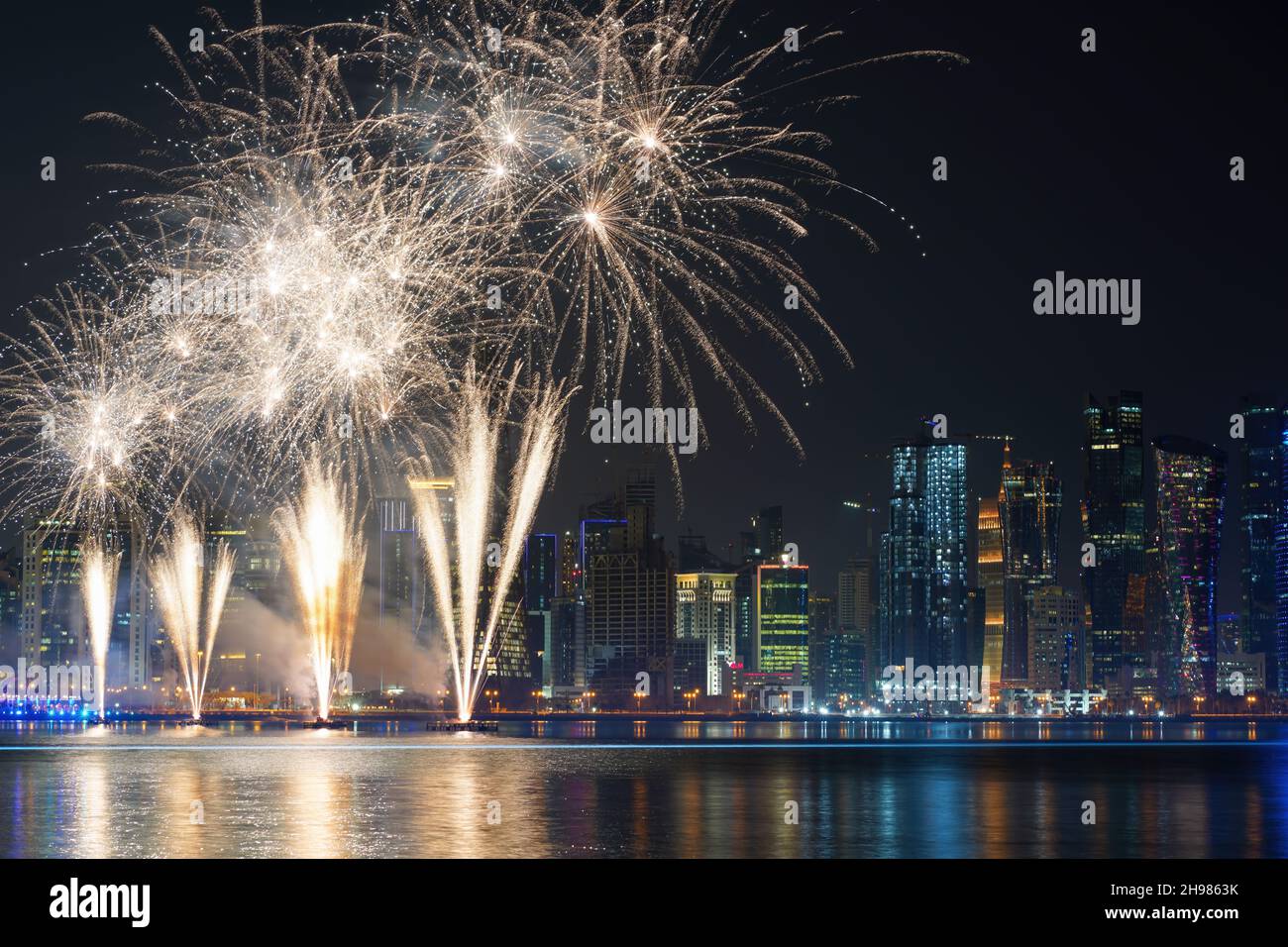 Fireworks in Doha, Qatar Stock Photo Alamy