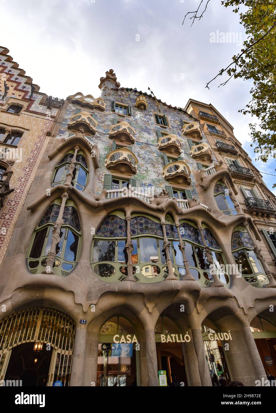 Barcelona, Spain - 22 Nov, 2021: Facade of Casa Batllo by Gaudi, Passeig de Gracia, Barcelona, Catalunya (Catalonia) (Cataluna), Spain, Europe Stock Photo