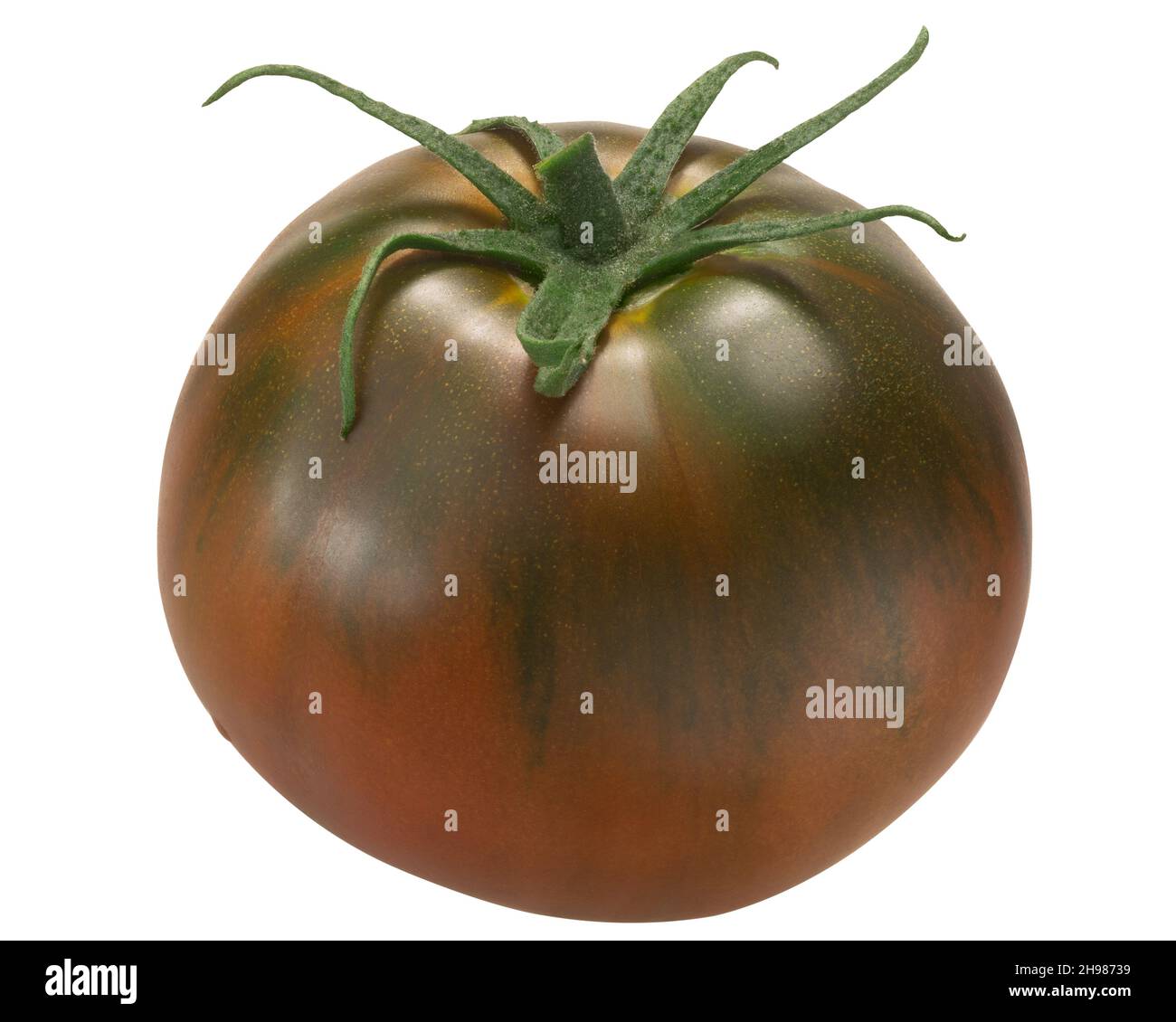 Cindao / Xindao brown heirloom tomato (Solanum lycopersicum fruit) isolated Stock Photo