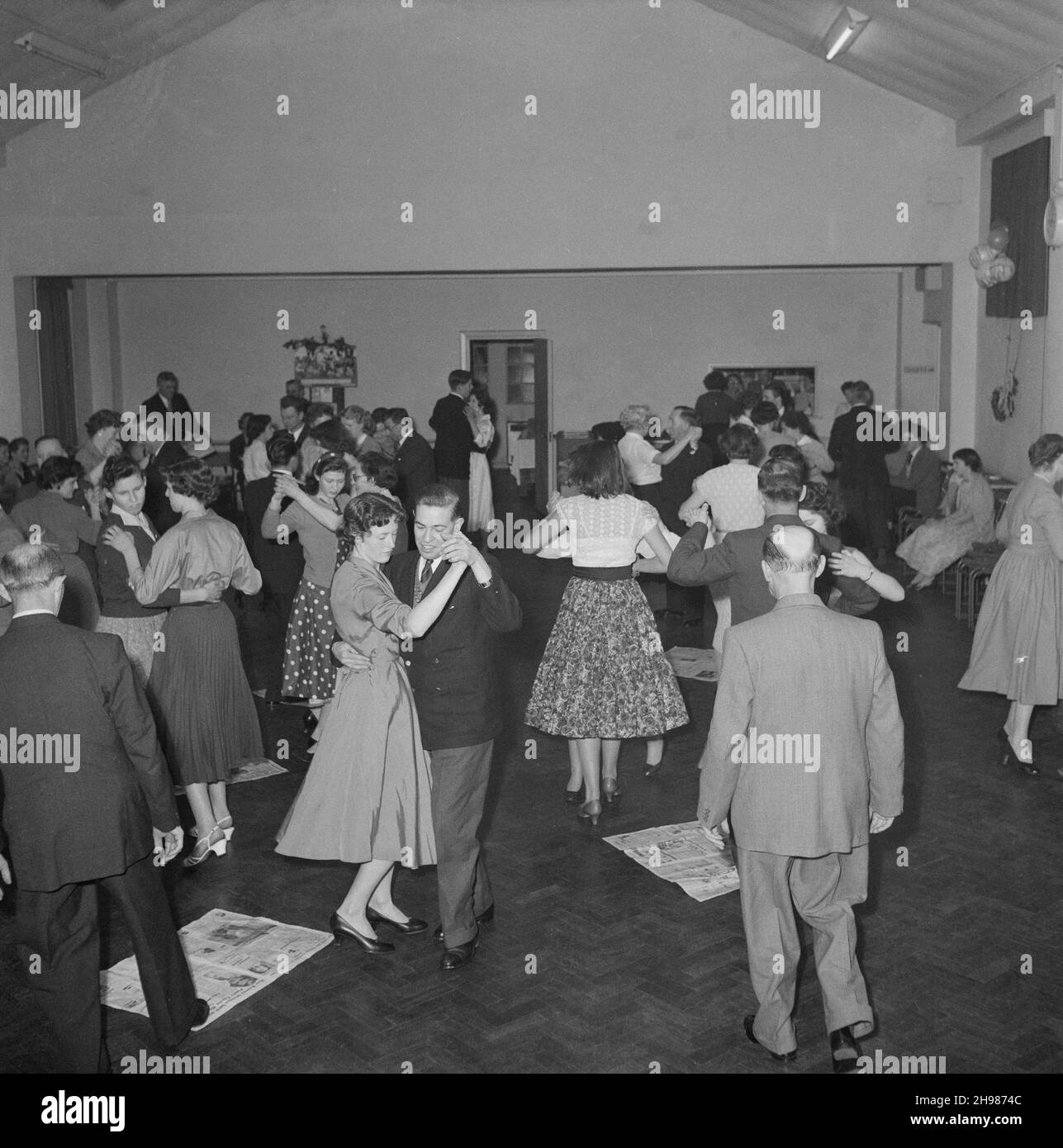 Goodwyn Hall, Mill Hill, Barnet, London, 06/01/1958. People dancing at the Sports Club's annual New Year party. Laing's Sports Club's New Year party was held for club members and their families at Goodwyn Hall, Mill Hill. Stock Photo