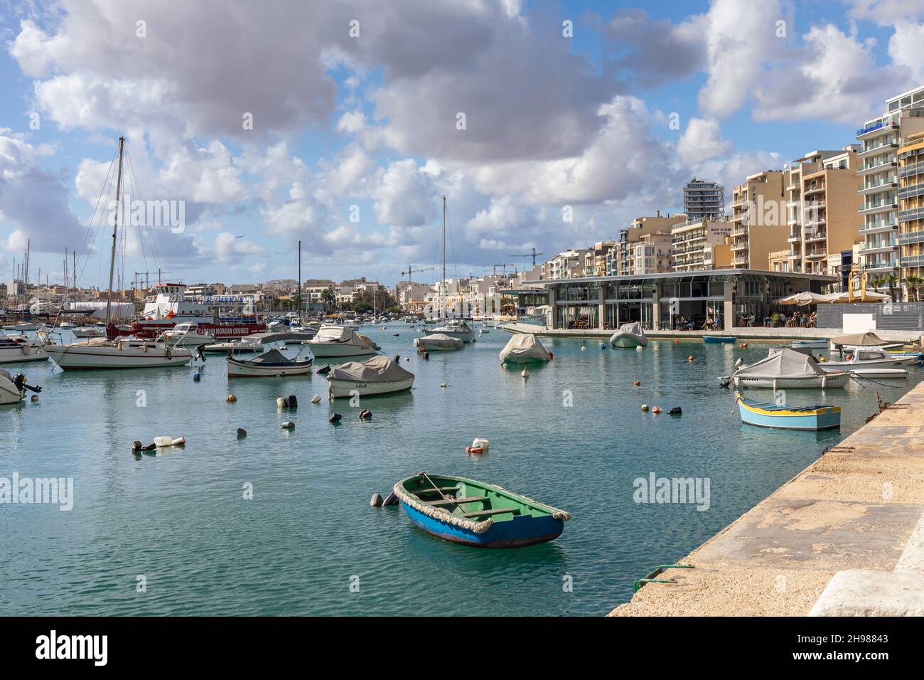 Sliema Marsamxett harbour lined with hotels, Malta, Europe Stock Photo