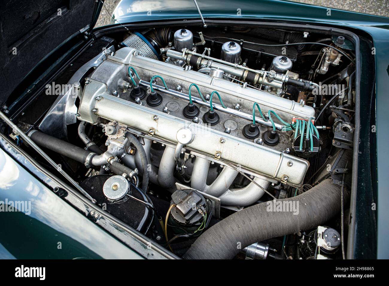 Engine of a 1965 Aston Martin DB5. Stock Photo