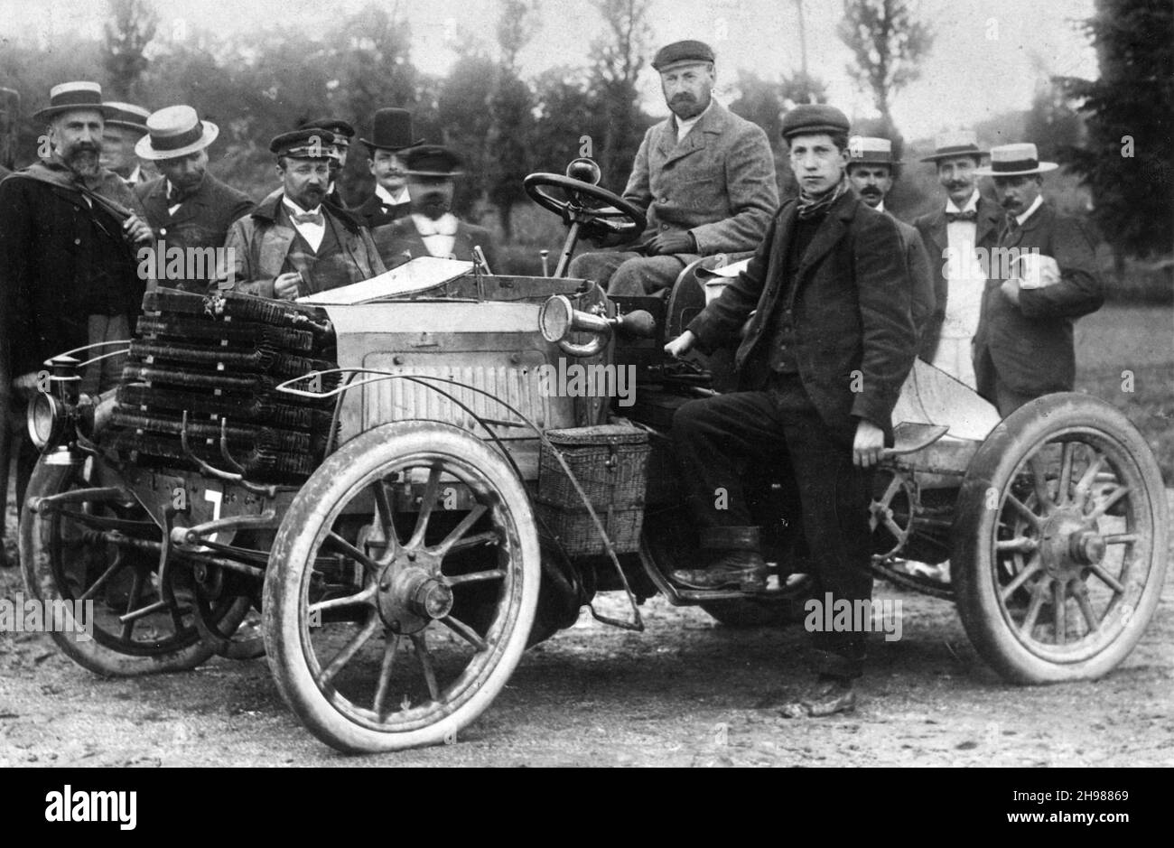 Panhard of French racing driver Leonce Girardot, winner of the Gordon Bennett Cup, France, 1901. Stock Photo