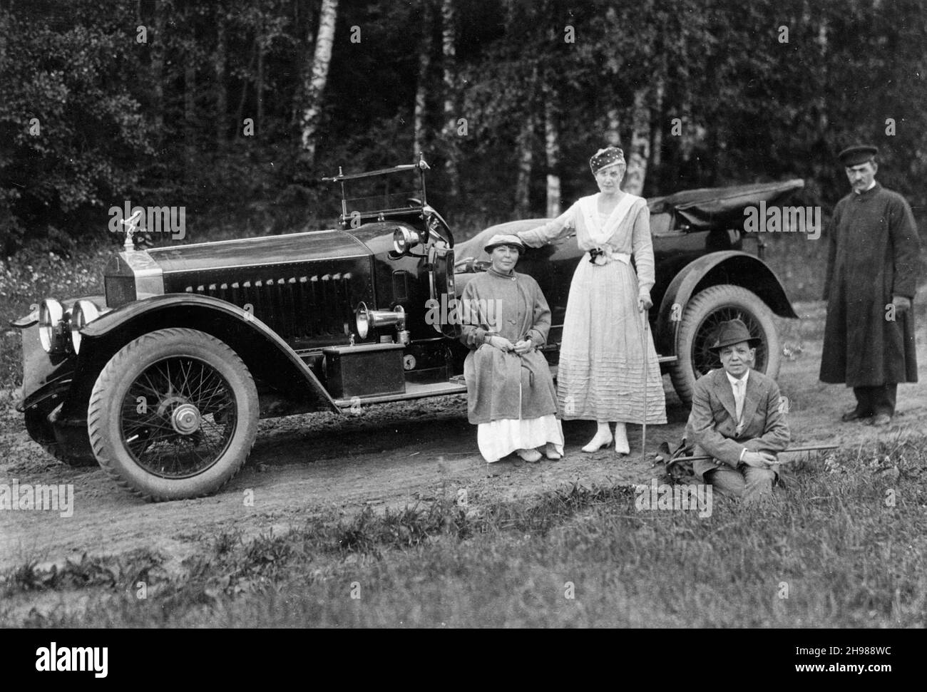 Grand Duke Michael of Russia with a 1914 Rolls-Royce Silver Ghost. Stock Photo