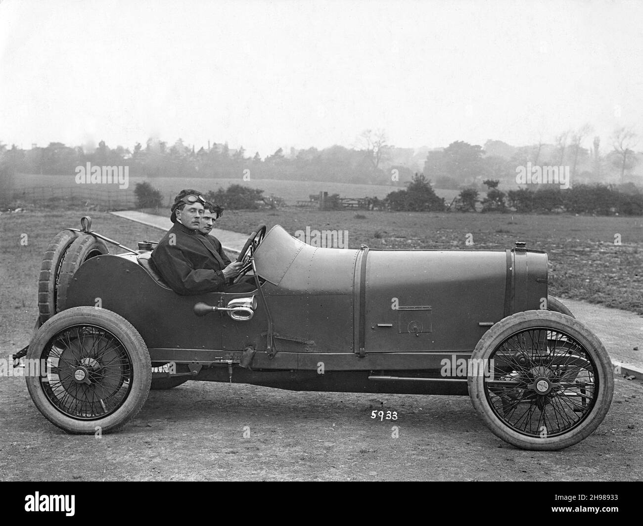 British racing driver Kenelm Lee Guinness in a 1914 Sunbeam Tourist Trophy car. Stock Photo