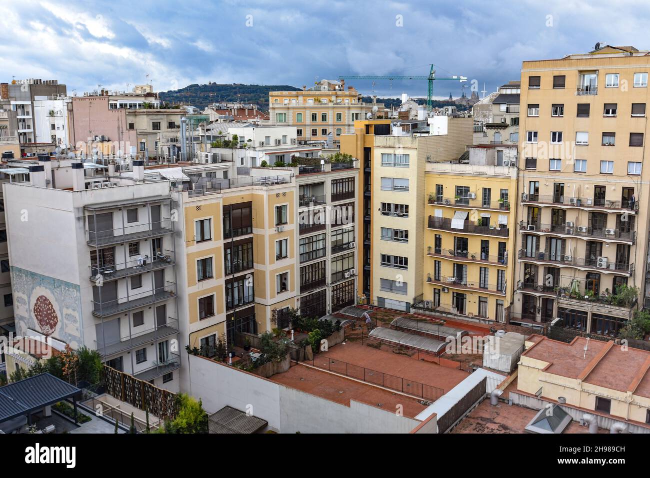 Barcelona, Spain 22 Nov, 2021 Rooftop views of Barcelona from Antoni