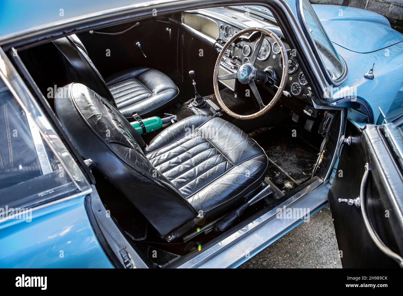 Interior of a 1961 Aston Martin DB4 GT SWB lightweight. Stock Photo