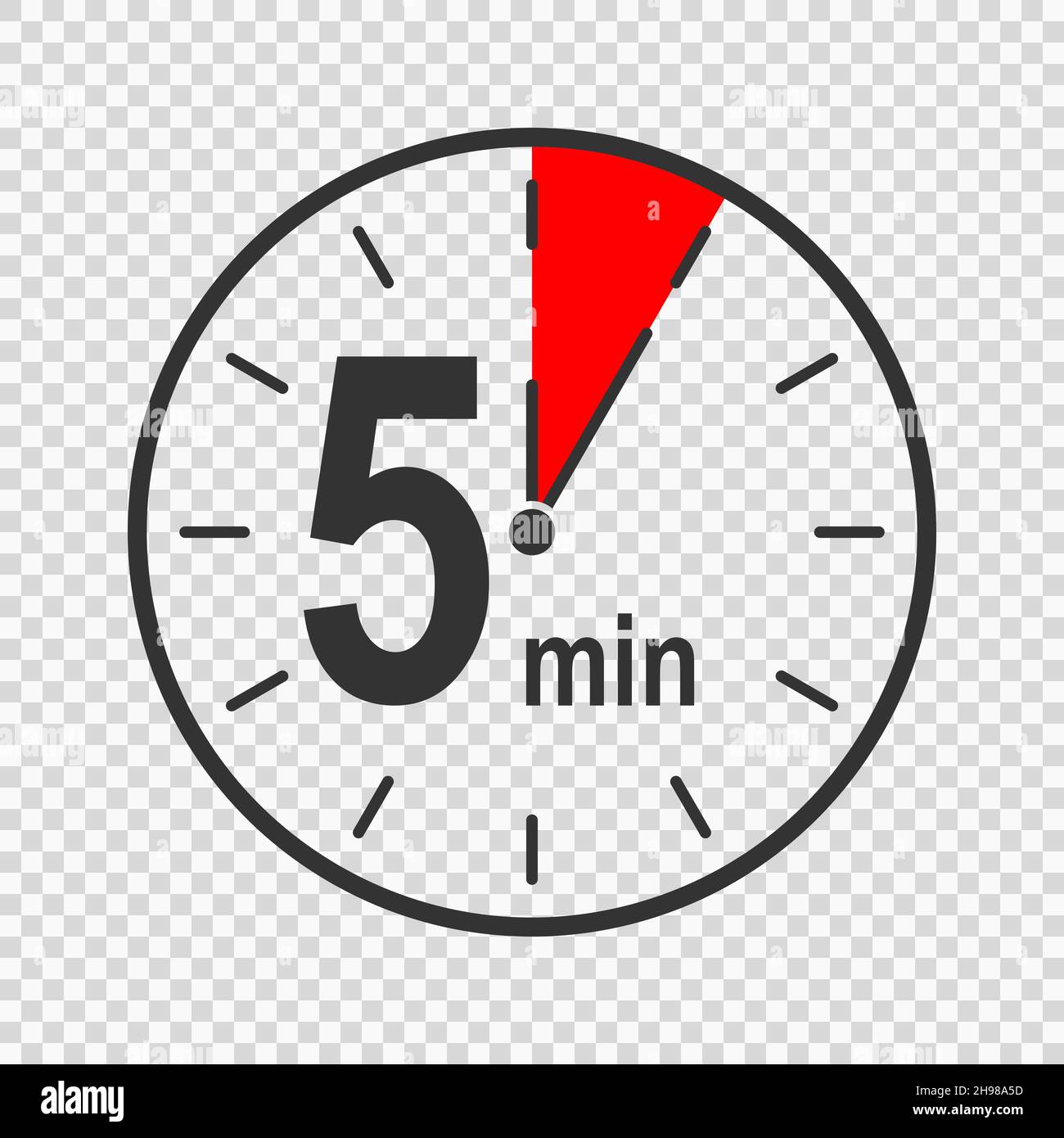 Clock icon with 5 minute time interval. Countdown timer or stopwatch  symbol. Infographic element for cooking or sport game isolated on  transparent background. Vector flat illustration Stock Vector Image & Art -  Alamy