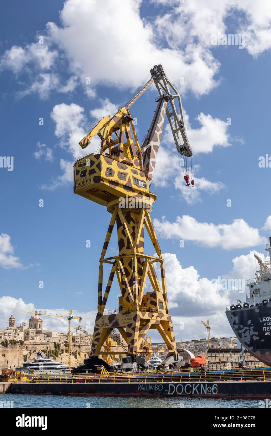 Massive giraffe crane in Valletta dockyard, Valletta, Malta, Europe