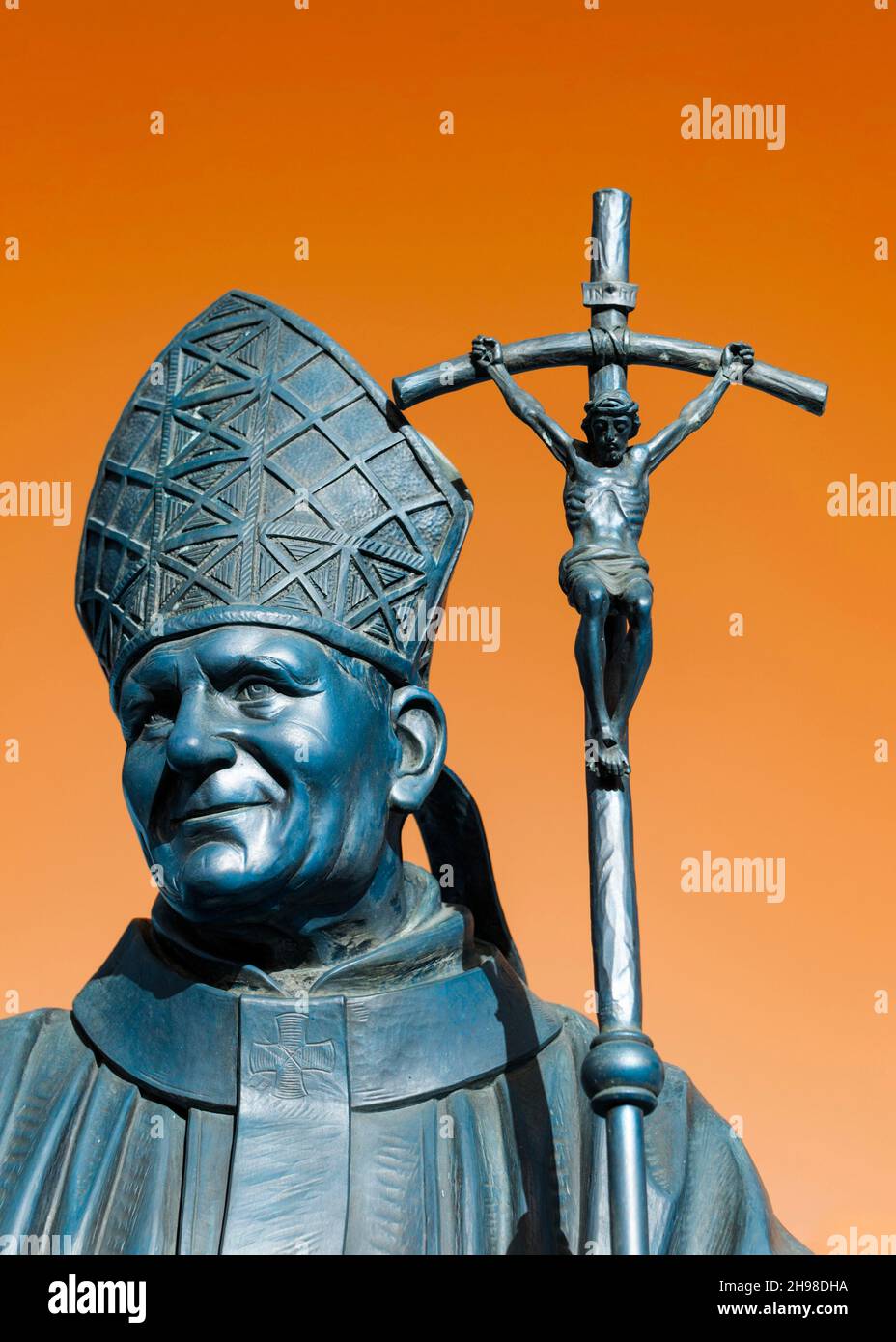 Sculpture or monument to Pope John Paul II in Santa Clara city, Villa Clara, Cuba. Nov. 12, 2021 Stock Photo