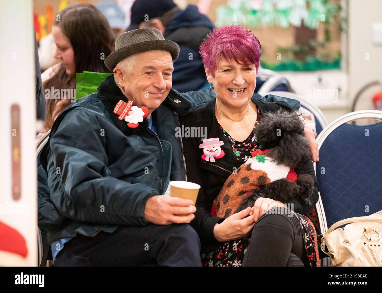 People attend the Victorian Christmas themed Furbabies Dog Pageant at