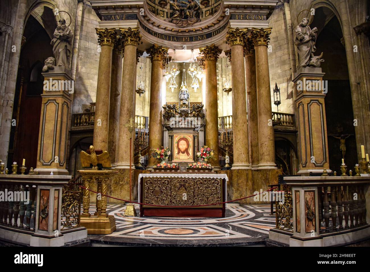 Barcelona, Spain - 23 Nov, 2021: Interior of the Basilica dels Sants Martirs Just i Pastor church, Barcelona, Catalonia, Spain Stock Photo