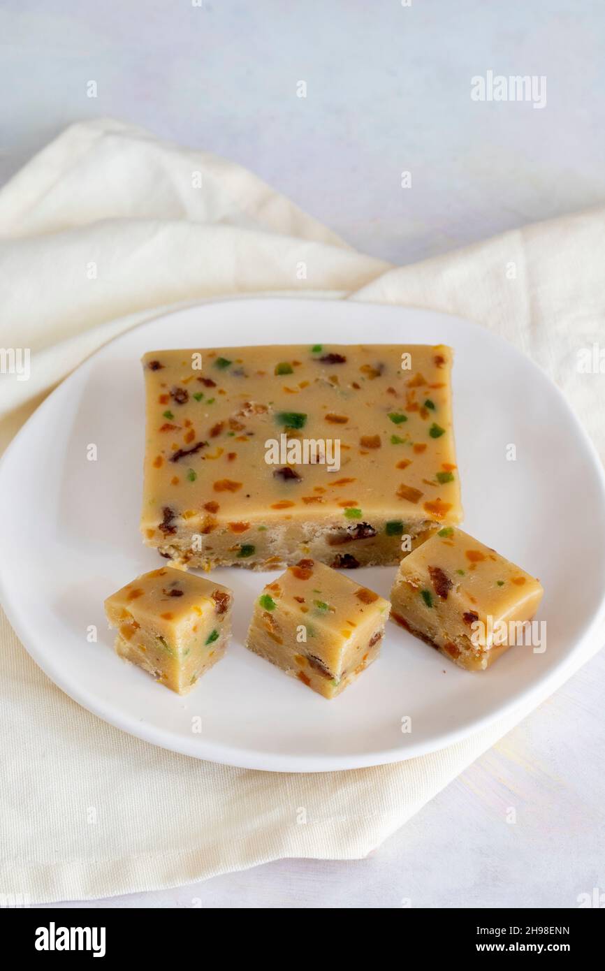 Fruit halva. Halva on wooden background. Turkish halvah for Turkish