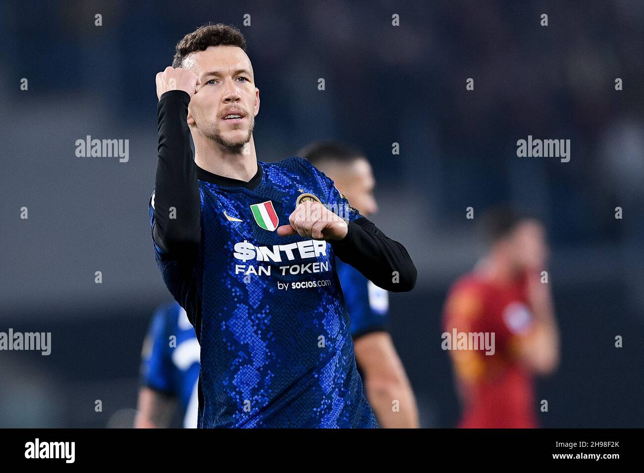 Marko Grujic of Porto and Edin Dzeko of Inter during the UEFA Champions  League, Round of 16, 2nd leg football match between FC Porto and FC  Internazionale on March 14, 2023 at