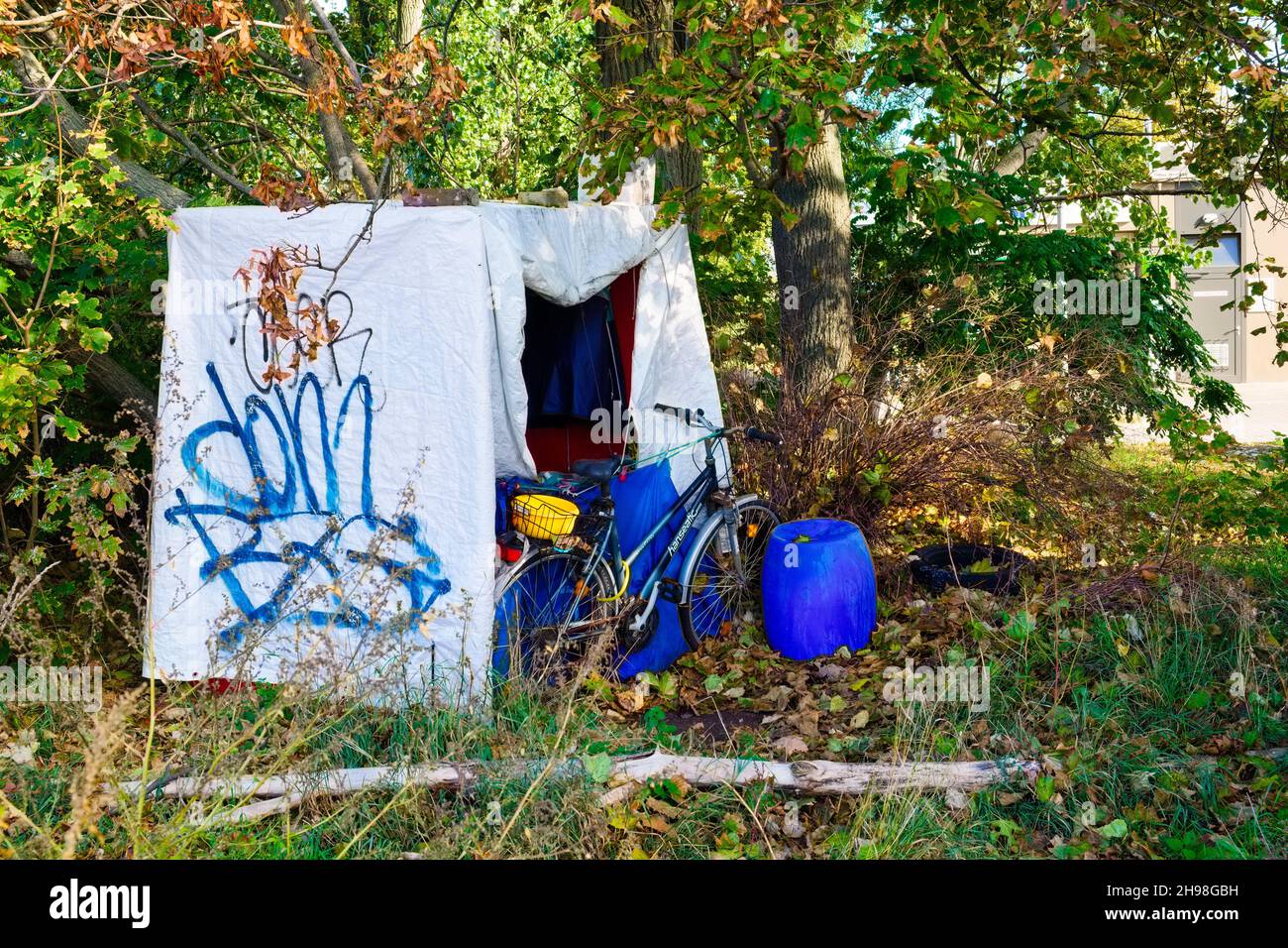 Homeless person shelter, Berlin, Germany Stock Photo
