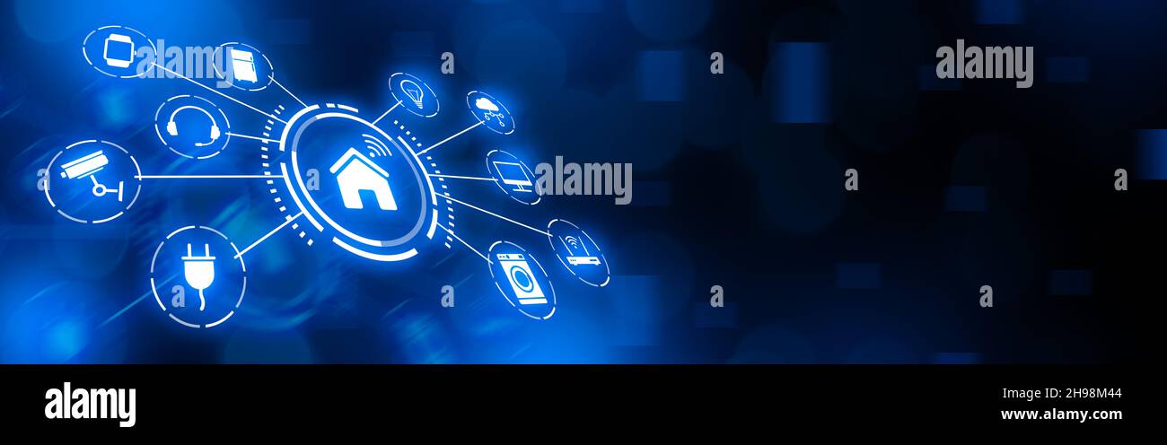 Iot or Internet of things concept. Transferring data between physical objects on the network Stock Photo