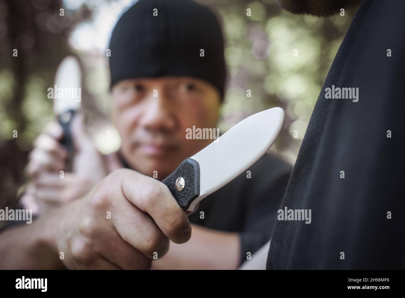 Knife vs knife fight. Lameco Astig Combatives instructor demonstrates
