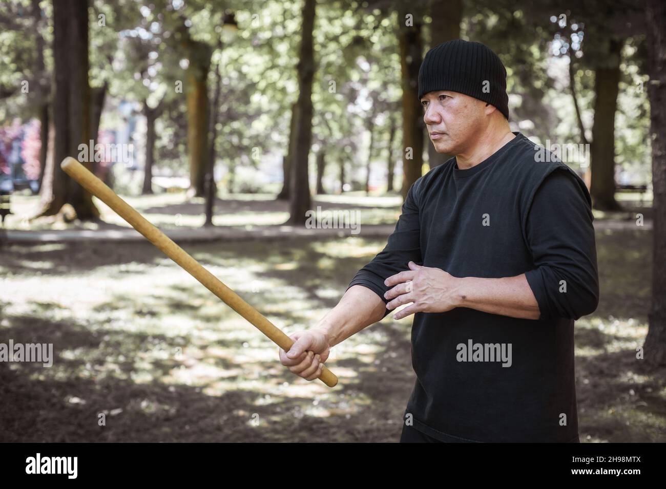 Lameco Astig Combatives instructor demonstrates single stick fighting