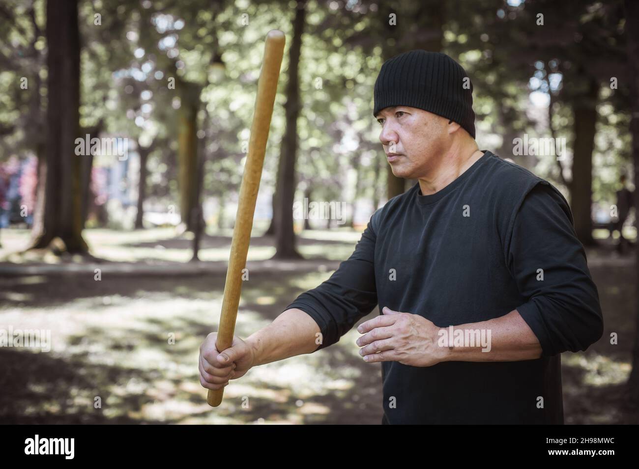 Instructor and student practice filipino escrima stick fighting technique. Martial  arts demonstration Stock Photo - Alamy