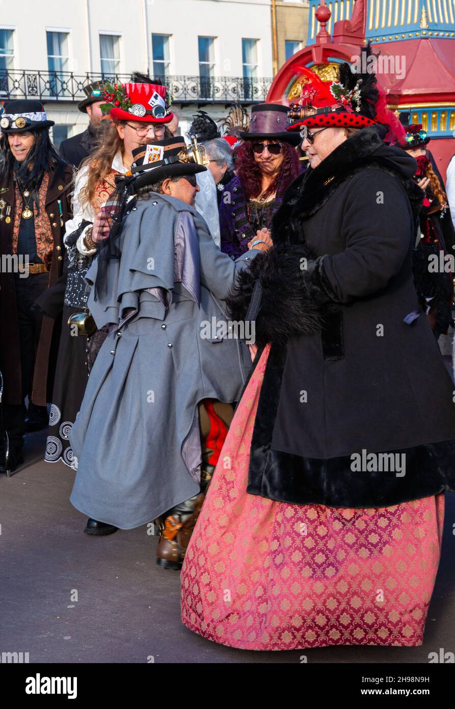 Weymouth, Dorset UK. 5th December 2021. Steampunk Victorian Christmas