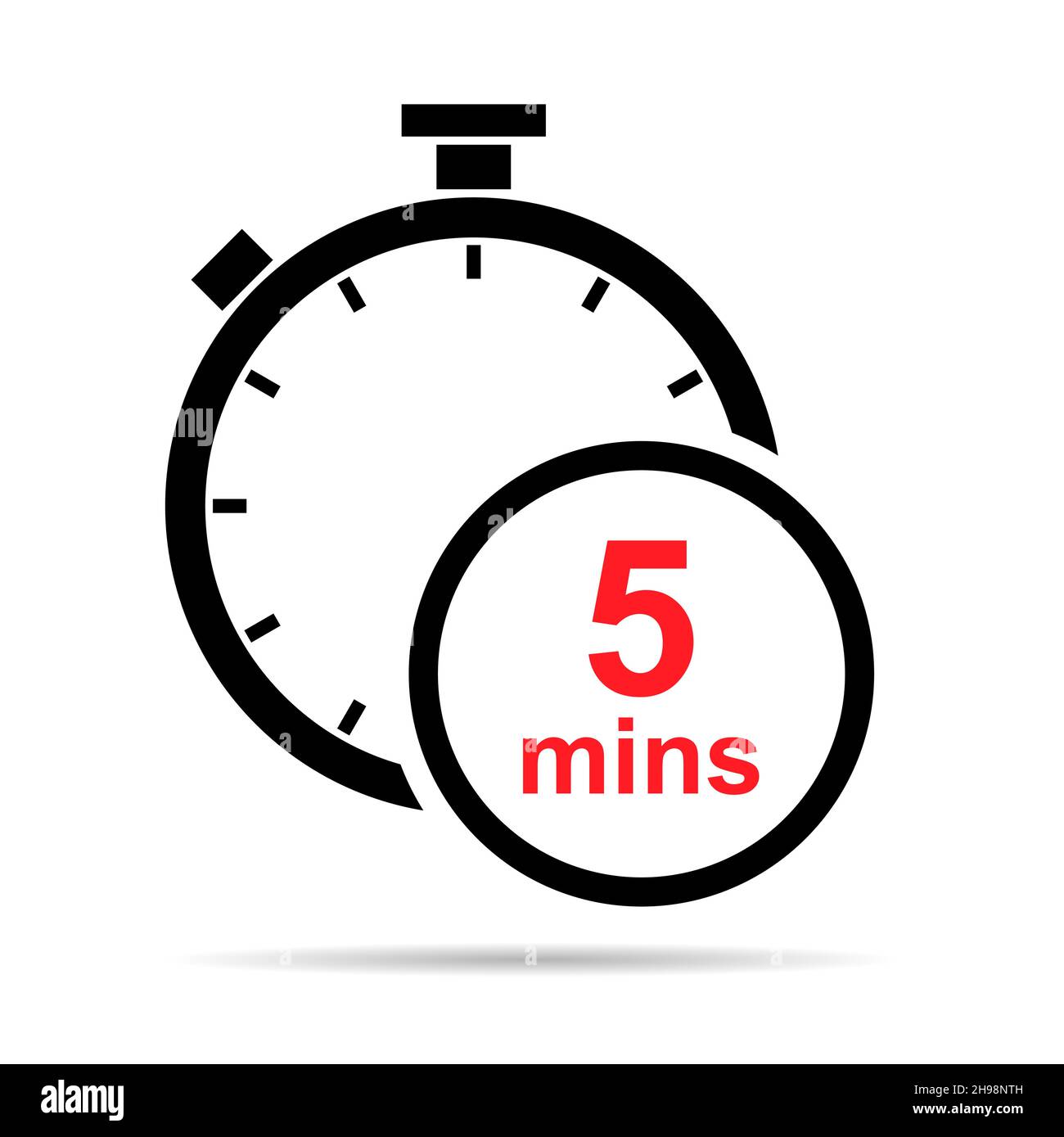 Timer sport icon shadow, stopwatch digital graphic symbol, time circle