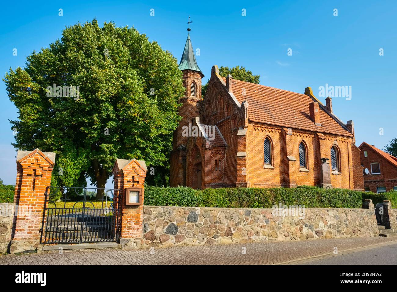 Village church Paarsch, Rom, Mecklenburg-Western Pomerania, Germany Stock Photo