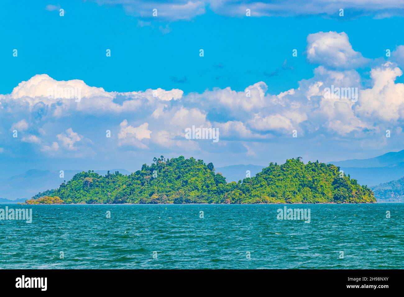 Tropical Paradise islands Koh Chang Koh Phayam Ko Thalu Ko Pho Ko Fai Mai landscape panorama view in Ranong Thailand. Stock Photo