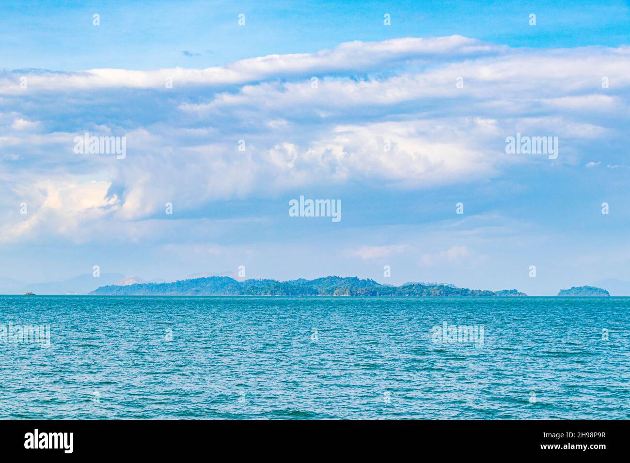 Tropical Paradise islands Koh Chang Koh Phayam Ko Thalu Ko Pho Ko Fai Mai landscape panorama view in Ranong Thailand. Stock Photo
