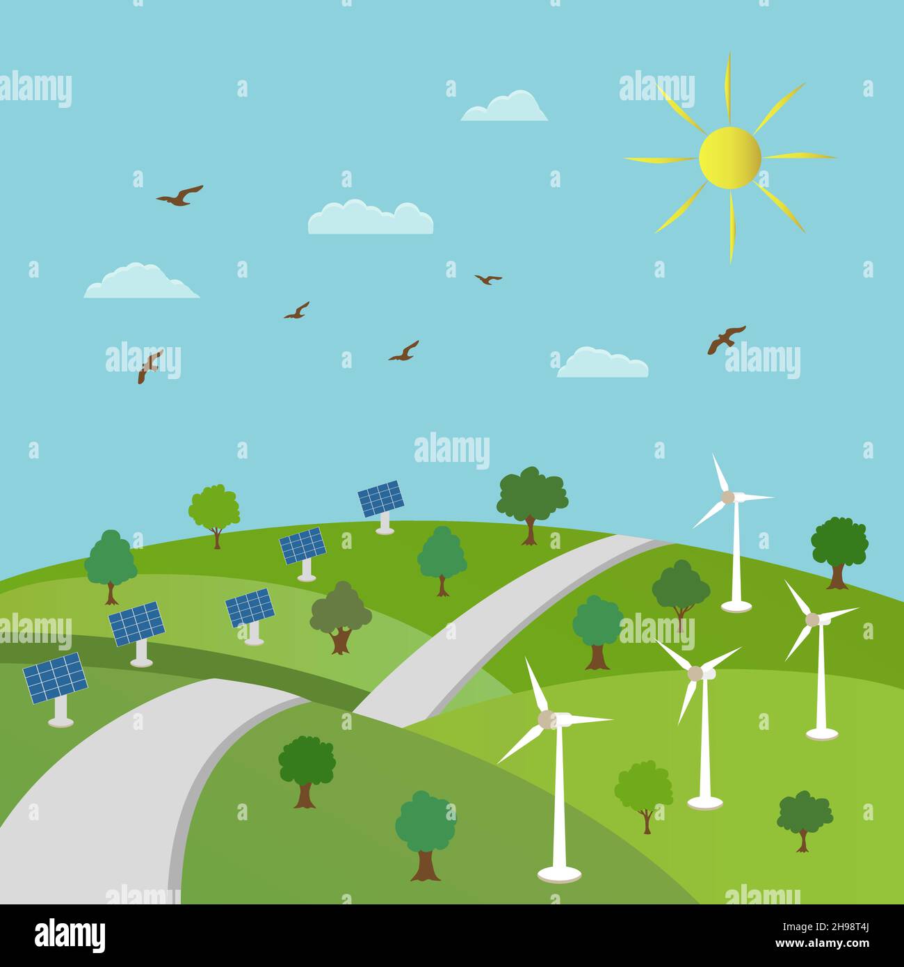 Ecology concept and environment conservation. Nature landscape with