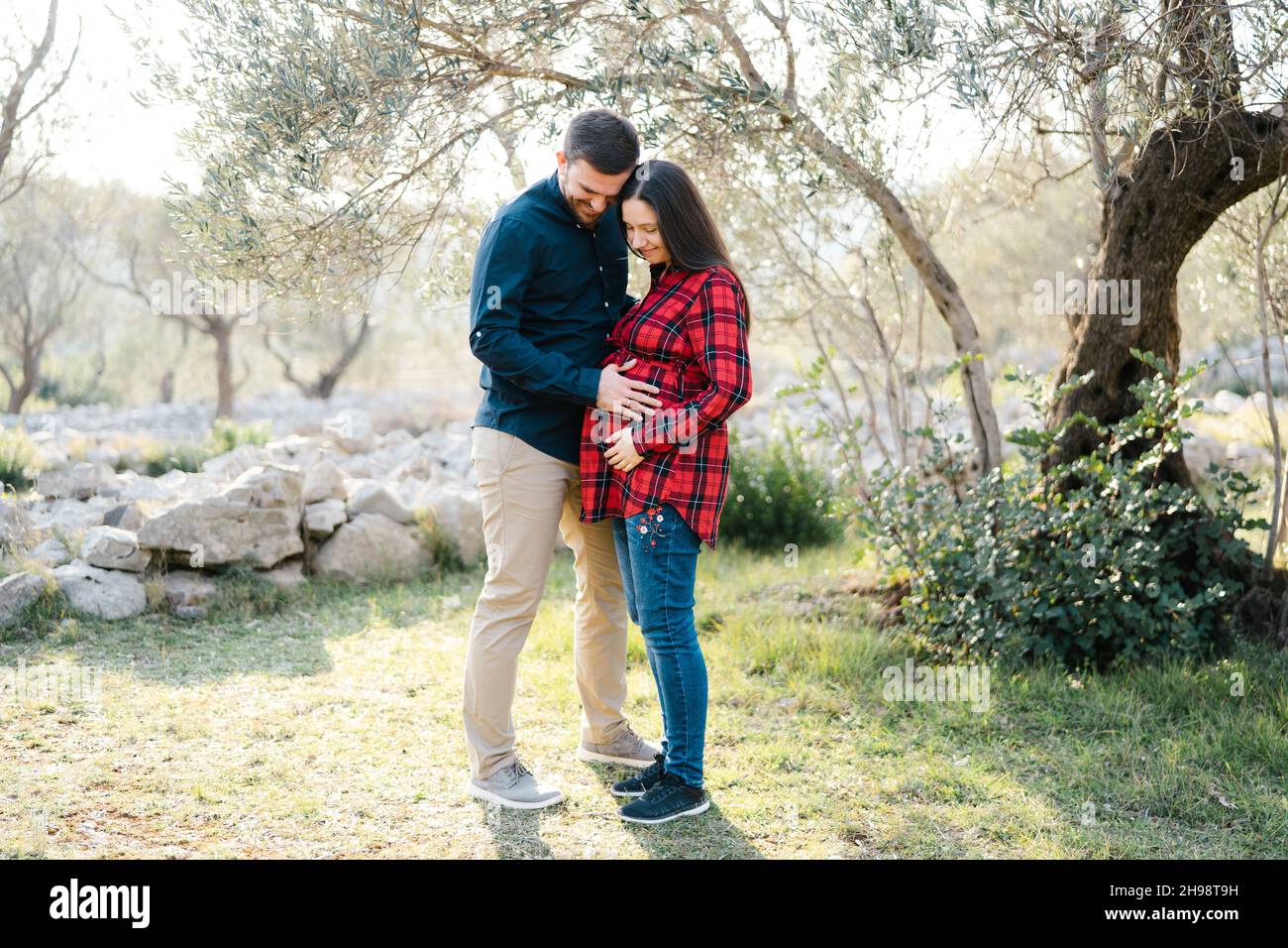 Man hugs hands forest tree hi-res stock photography and images - Alamy