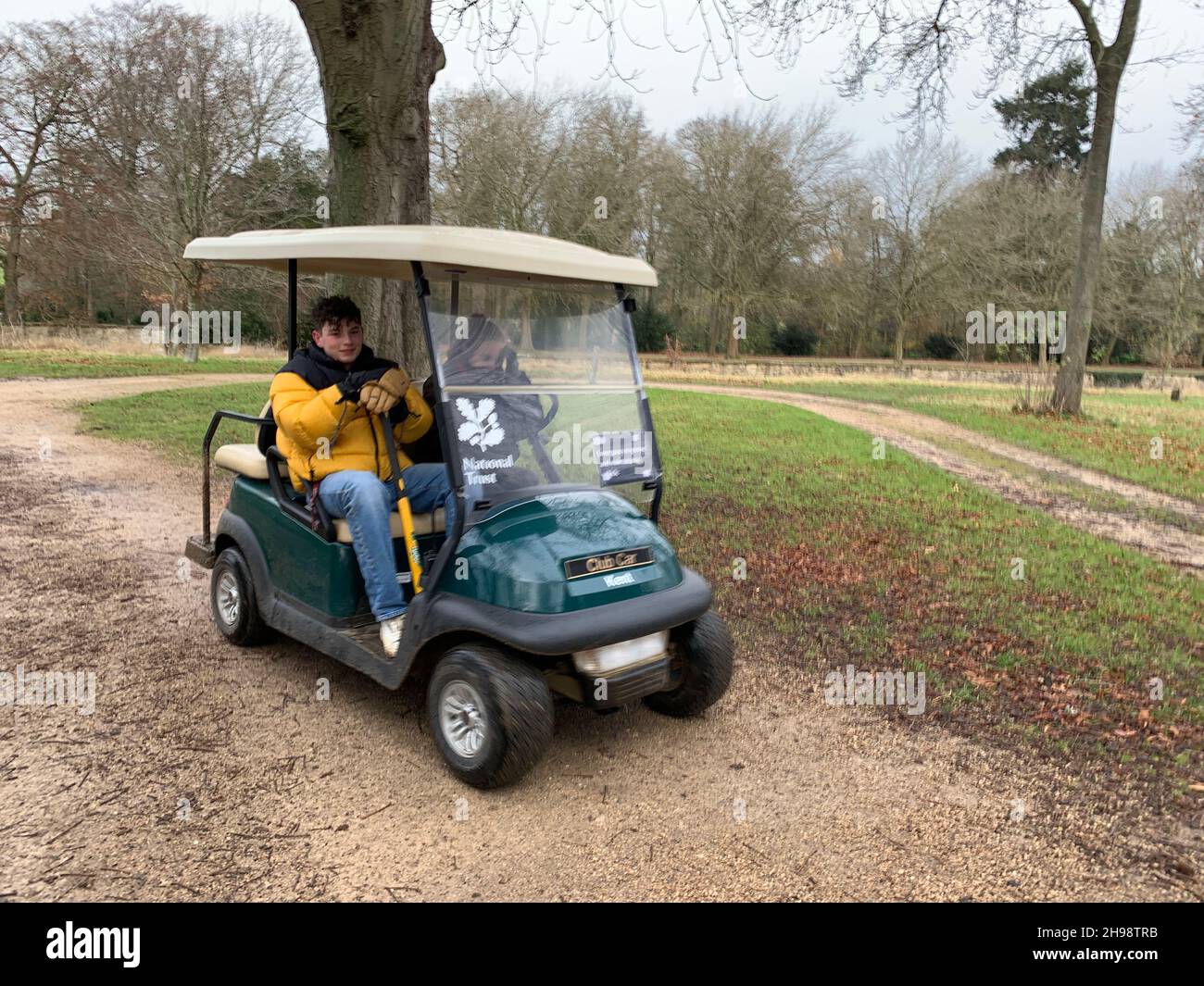 Golf buggy at Stowe School and landscape gardens Northamptonshire UK Stock Photo