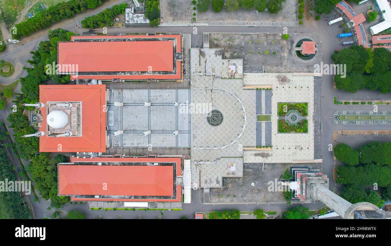 Aerial view of Great Mosque in Central Java. It is the largest mosque ...
