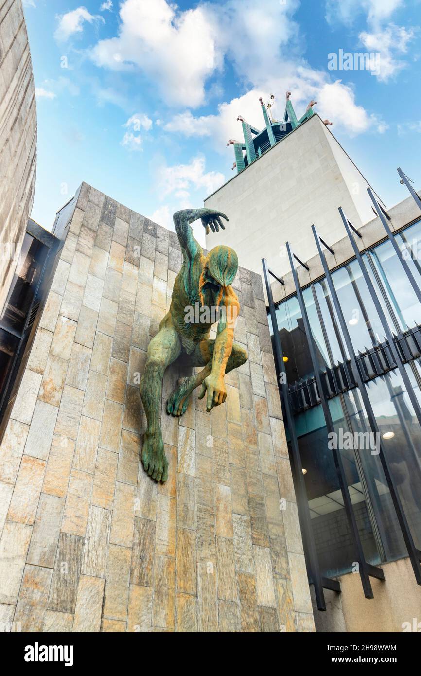dramatic sculpture of the river God Tyne on The 1967 Civic centre in