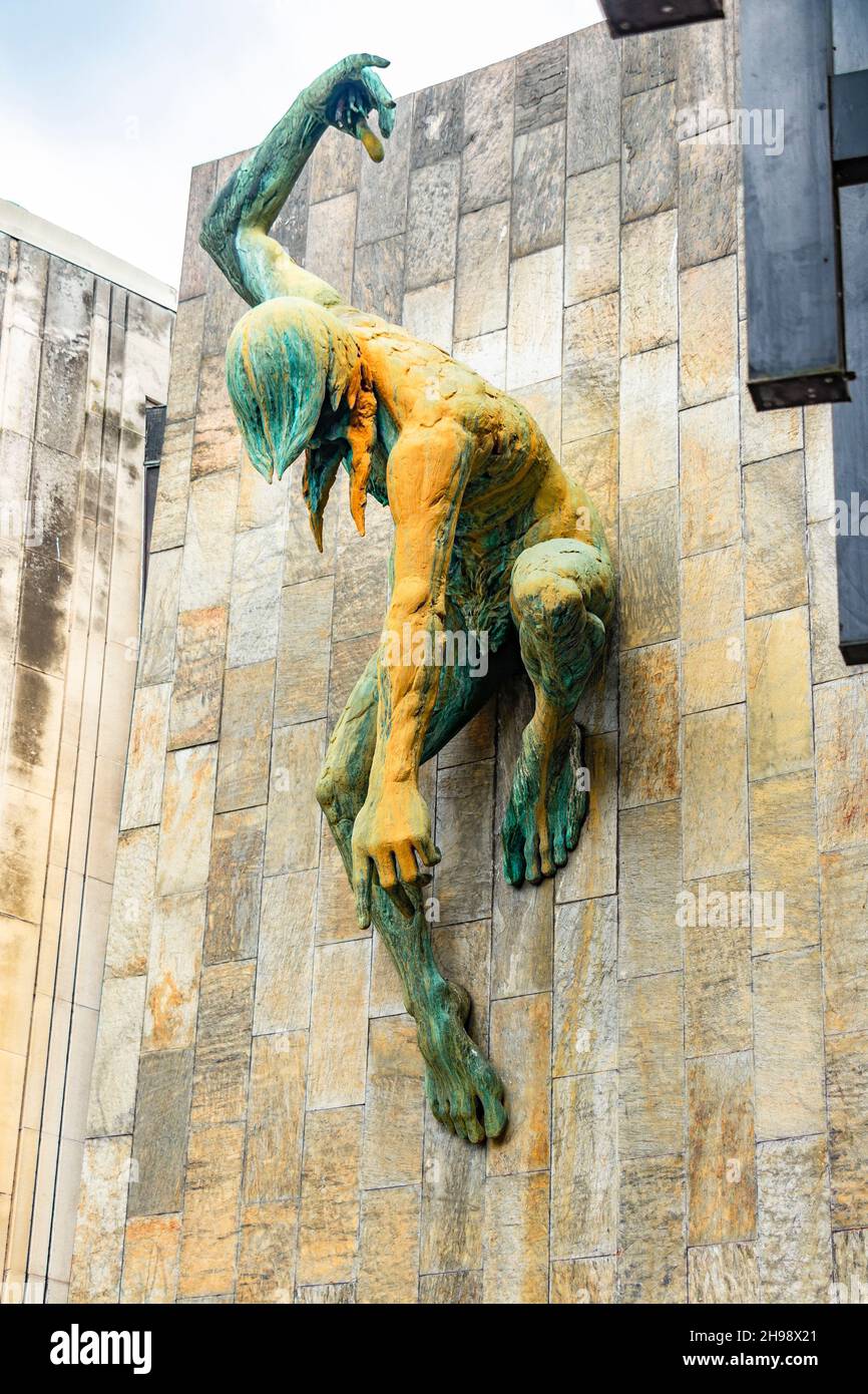dramatic sculpture of the river God Tyne on The 1967 Civic centre in