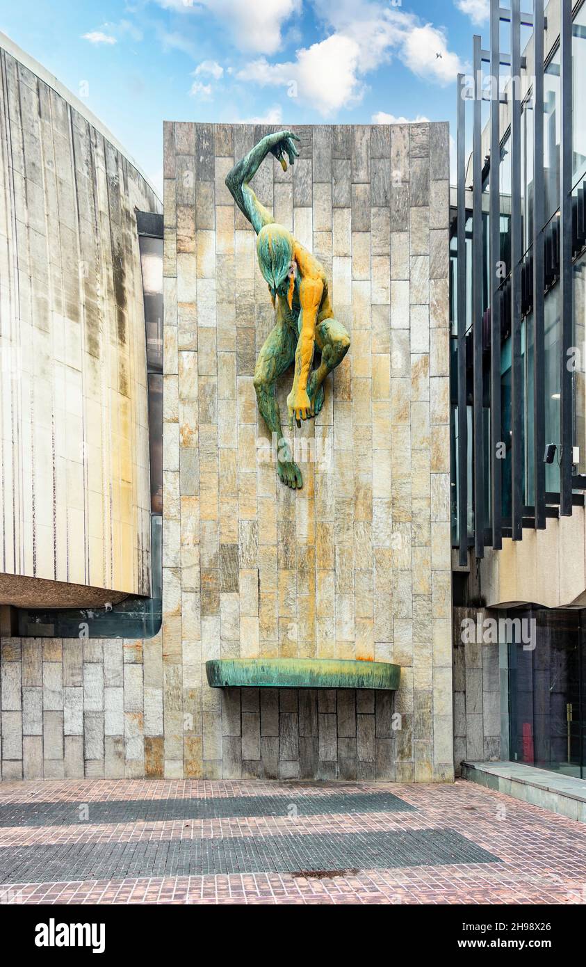 dramatic sculpture of the river God Tyne on The 1967 Civic centre in