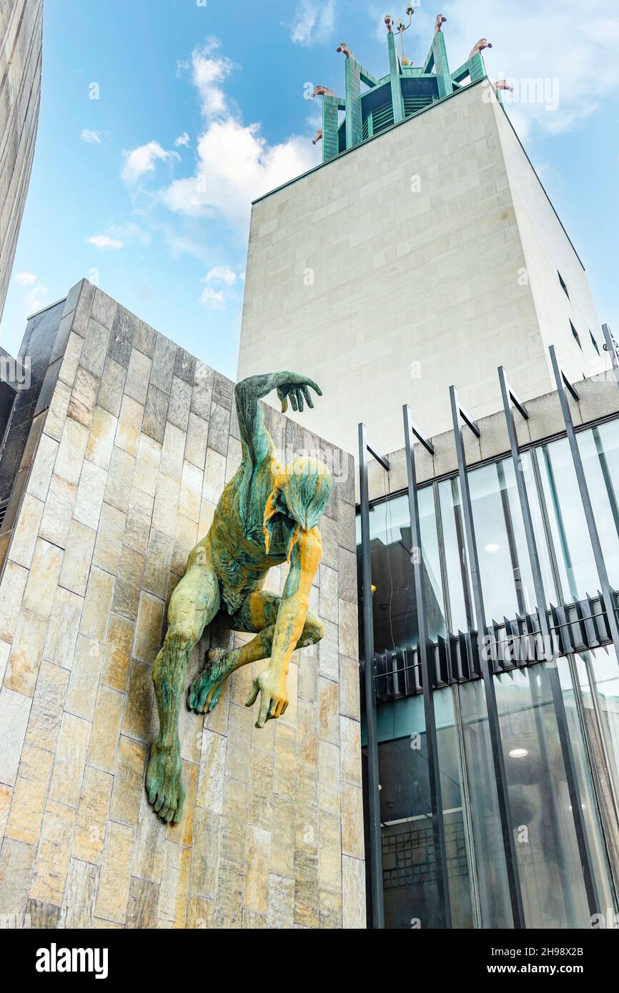 dramatic sculpture of the river God Tyne on The 1967 Civic centre in