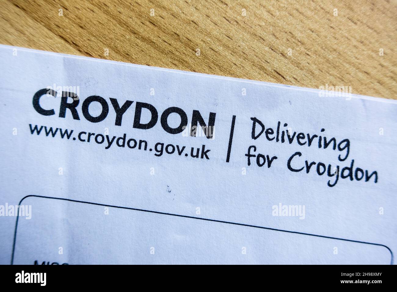 Croydon council letter head with "Delivering for Croydon" letter Stock